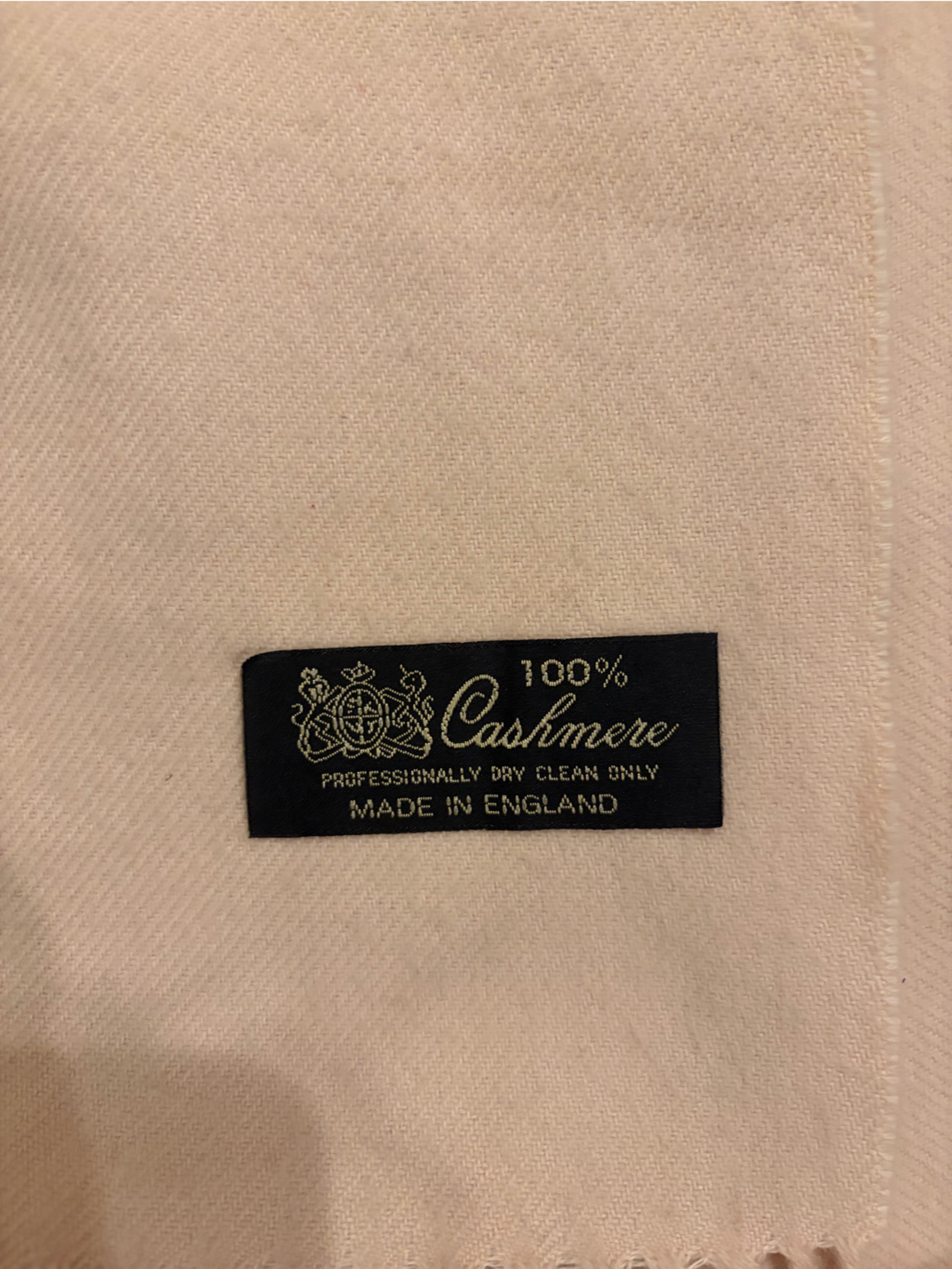 Vintage 100 Cashmere Scarf  Pale Pink
